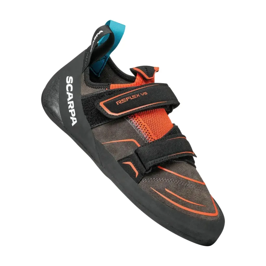 Scarpa Reflex VS Herren Kletterschuh grau orange Detailansicht von vorne