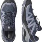Salomon Examotion GTX Damen blau Laufschuh, Oberseite und seitliche Ansicht