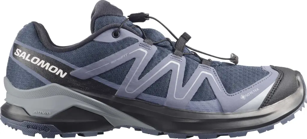 Salomon Examotion GTX Damen blau Laufschuh, seitliche Ansicht