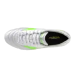 Mizuno Morelia 2 Elite weiß-grün Fußballschuh, Draufsicht mit Schnürung