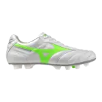 Mizuno Morelia 2 Elite weiß-grün Fußballschuh, seitliche Ansicht