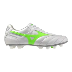 Mizuno Morelia 2 Elite weiß-grün Fußballschuh, seitliche Ansicht